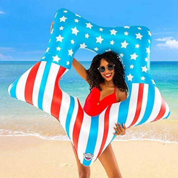BigMouth Inc. Americana Star Big Float 50" x 50" Inflatable Pool Toy Ages 8+ NEW - Picture 1 of 6